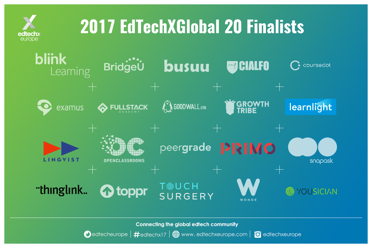 2017 EdTechXGlobal 20 Finalists20 Finalists